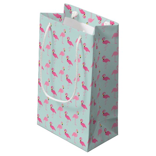 Niedliche rosa Flamingos Kleine Geschenktüte (Rückseite Schrägansicht)