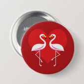 Niedliche Rosa Flamingos mit rotem Herzen Button (Vorne & Hinten)