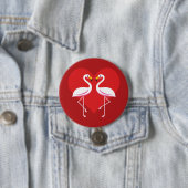 Niedliche Rosa Flamingos mit rotem Herzen Button (Beispiel)