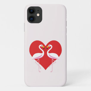 Niedliche Rosa Flamingos mit rotem Herzen Case-Mate iPhone Hülle