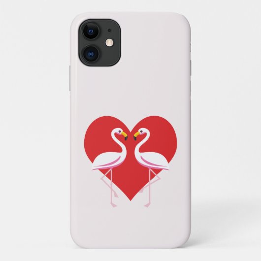 Niedliche Rosa Flamingos mit rotem Herzen Case-Mate iPhone Hülle (Rückseite)