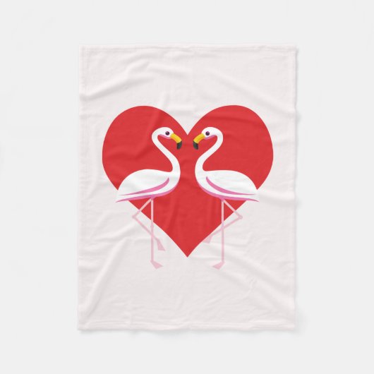 Niedliche Rosa Flamingos mit rotem Herzen Fleecedecke (Vorderseite)