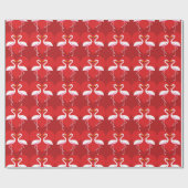 Niedliche Rosa Flamingos mit rotem Herzen Geschenkpapier (Flach)