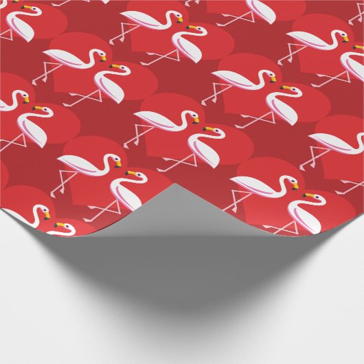 Niedliche Rosa Flamingos mit rotem Herzen Geschenkpapier (Ecke)