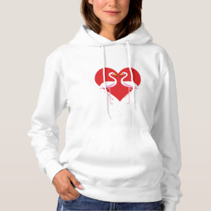 Niedliche Rosa Flamingos mit rotem Herzen Hoodie