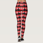 Niedliche Rosa Flamingos mit rotem Herzen Leggings (Rückseite)