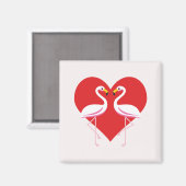 Niedliche Rosa Flamingos mit rotem Herzen Magnet (Vorderseite/Rückseite)