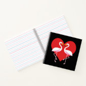 Niedliche Rosa Flamingos mit rotem Herzen Notizblock (Innenseite)