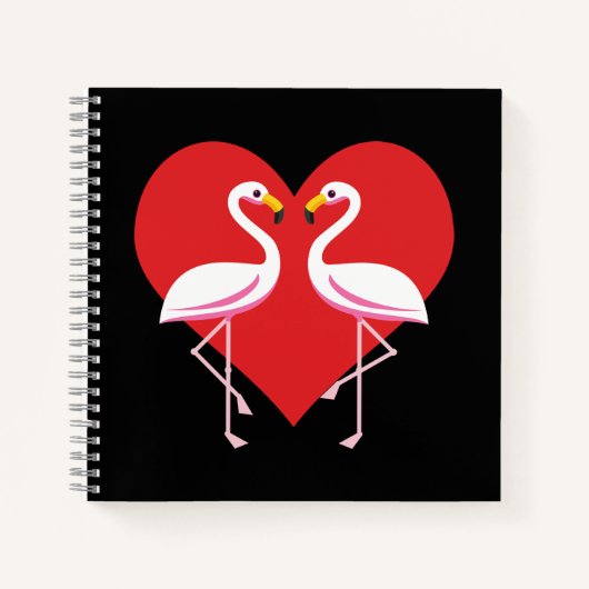 Niedliche Rosa Flamingos mit rotem Herzen Notizblock (Vorderseite)