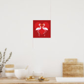 Niedliche Rosa Flamingos mit rotem Herzen Poster (Küche)