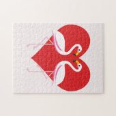 Niedliche Rosa Flamingos mit rotem Herzen Puzzle (Horizontal)