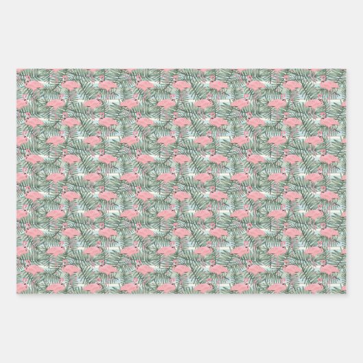 Niedliche Rosa Flamingos Palm Tree Blätter Wasserf (Vorderseite)