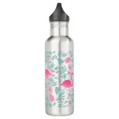 Niedliche rosa Flamingos und tropische Blume Trinkflasche (Links)