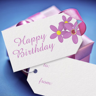 Niedliche Rosa florale Happy Geburtstagsgeschenke  Geschenkanhänger