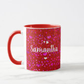 Niedliche Rosa Folienkeile Glitzer Monogramm Namen Tasse (Links)