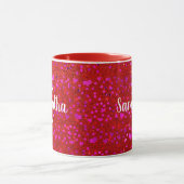 Niedliche Rosa Folienkeile Glitzer Monogramm Namen Tasse (Zentrum)