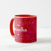 Niedliche Rosa Folienkeile Glitzer Monogramm Namen Tasse (Vorderseite Links)