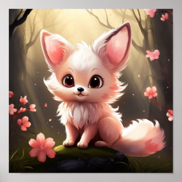 Niedliche rosa Foxy Fantasy-Kreatur Poster