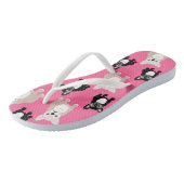 Niedliche rosa Frenchies-französische Bulldoggen Badesandalen (Schrägansicht)