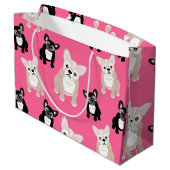 Niedliche rosa Frenchies-französische Bulldoggen Große Geschenktüte (Rückseite Schrägansicht)