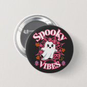 Niedliche Rosa Geist Spooky Vibes Art Button (Vorne & Hinten)