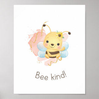 Niedliche Rosa/Gelbe Biene Kind! Kinderzimmer Post Poster