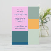 Niedliche rosa geometrische, einzigartige Babydusc Einladung (Stehend Vorderseite)