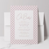 Niedliche Rosa Gingham-Dusche Einladung