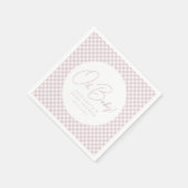 Niedliche Rosa Gingham personalisierte Mädchentrep Serviette (Ecke)