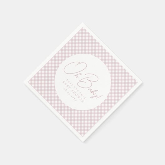 Niedliche Rosa Gingham personalisierte Mädchentrep Serviette (Ecke)