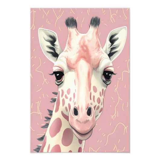 Niedliche Rosa Giraffe Fotodruck (Vorne)