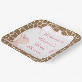 Niedliche Rosa Giraffe Kinderdusche Pappteller (Gewinkelt)