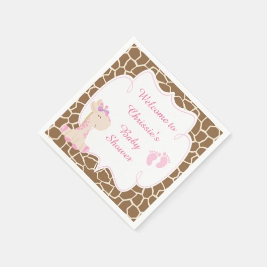 Niedliche Rosa Giraffe Kinderdusche Serviette (Ecke)