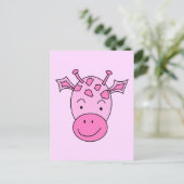 Niedliche Rosa Giraffe. Postkarte (Stehend Vorderseite)