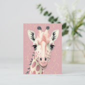 Niedliche Rosa Giraffe Postkarte (Stehend Vorderseite)