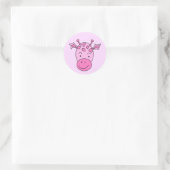 Niedliche Rosa Giraffe. Runder Aufkleber (Tasche)