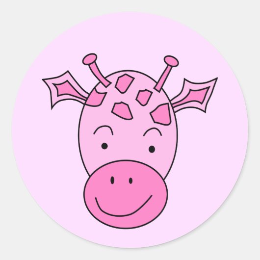 Niedliche Rosa Giraffe. Runder Aufkleber (Vorderseite)