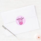 Niedliche Rosa Giraffe. Runder Aufkleber (Umschlag)