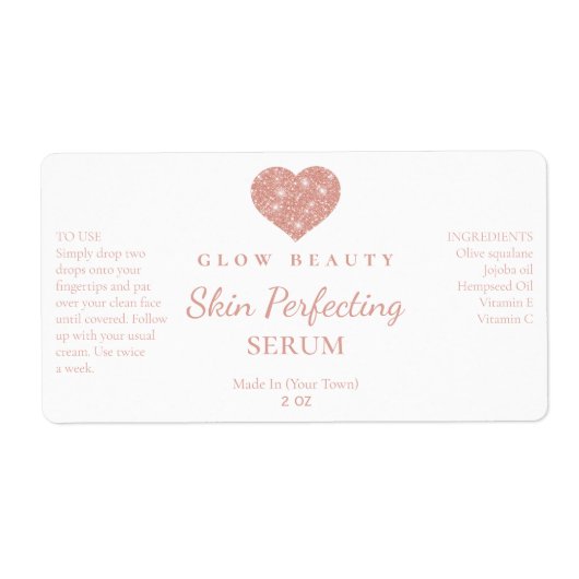 Niedliche Rosa Glitzer-Logo-Serummarken (Vorne)