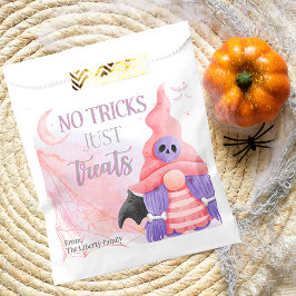 Niedliche Rosa-Gnome-Aquarellkinder tricksen oder  Geschenktütchen