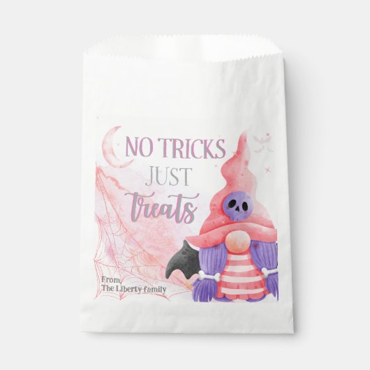 Niedliche Rosa-Gnome-Aquarellkinder tricksen oder  Geschenktütchen (Vorderseite)