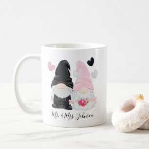 Niedliche Rosa-Gnome-Hochzeit Kaffeetasse