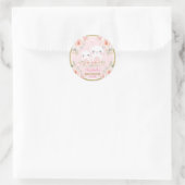 Niedliche Rosa Gold Bunny Rabbit Babydusche Dekora Runder Aufkleber (Tasche)