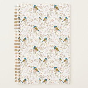 Niedliche Rosa Gold Chickade Bird Floral HeartsPri Planer