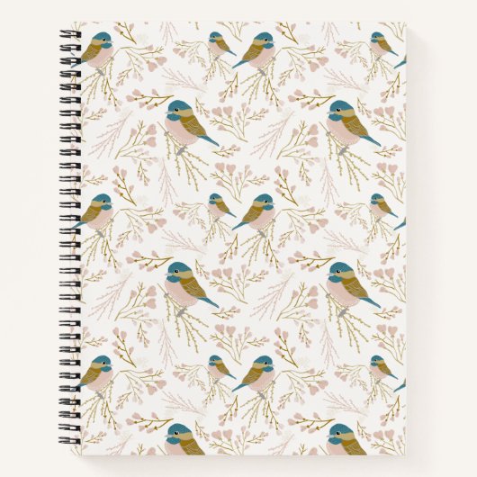 Niedliche Rosa Gold Chickadee Blumendruck Notizblock (Vorderseite)