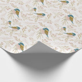 Niedliche Rosa Gold Chickadee Herz-Blumendruck Geschenkpapier (Ecke)