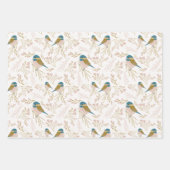 Niedliche Rosa Gold Chickadee Herz-Blumendruck Geschenkpapier Set (Vorderseite 3)