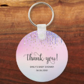 Niedliche Rosa & Gold Rainbow Glitzer Tropfen Kind Schlüsselanhänger (Vorderseite)