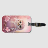 Niedliche, rosa, grasende Eule Gepäckanhänger (Vorderseite (Horizontal))