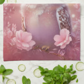 Niedliche, rosa, grasende Eule Geschirrtuch (Gefaltet)